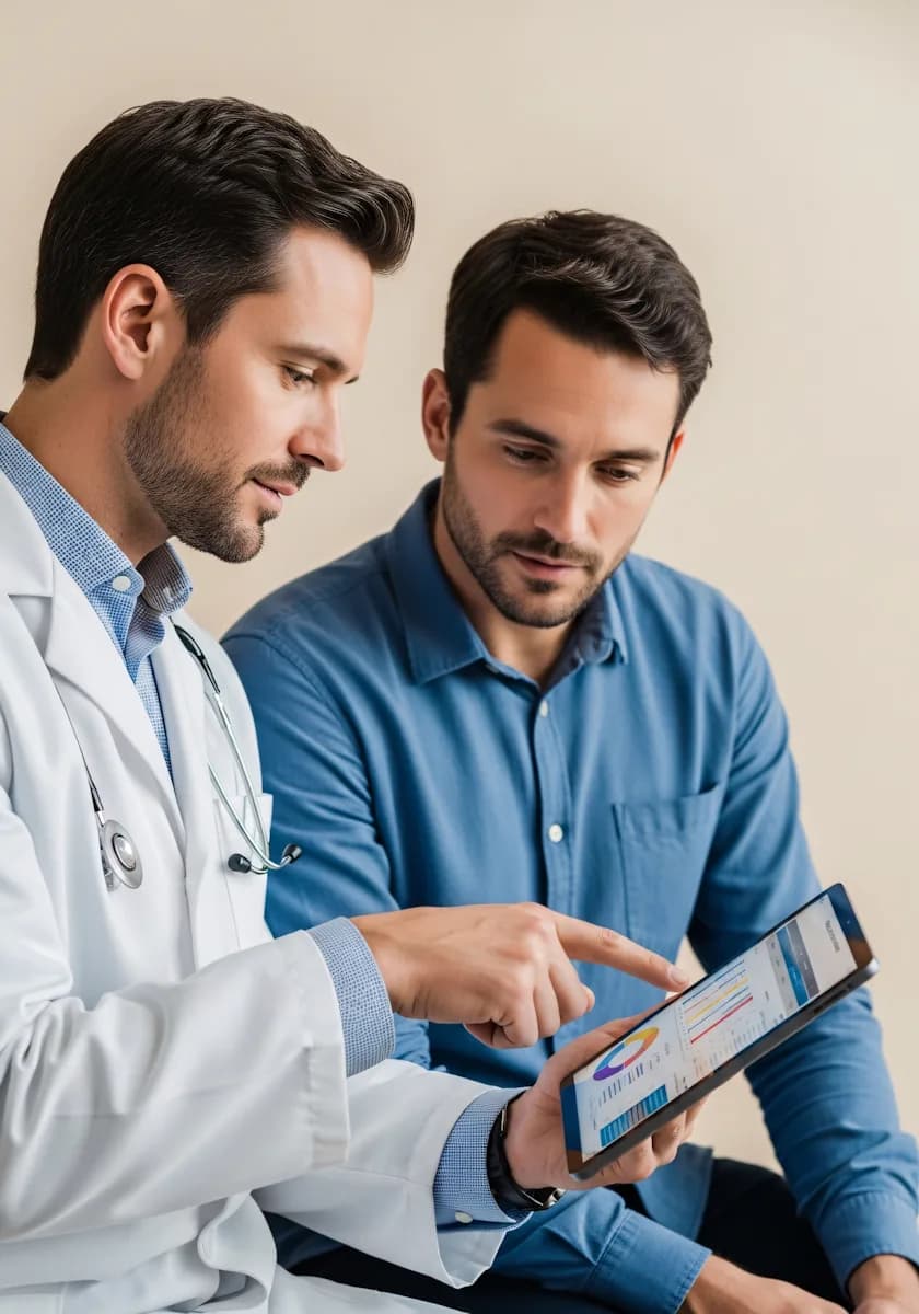 A health professional reviewing wellness data with a patient